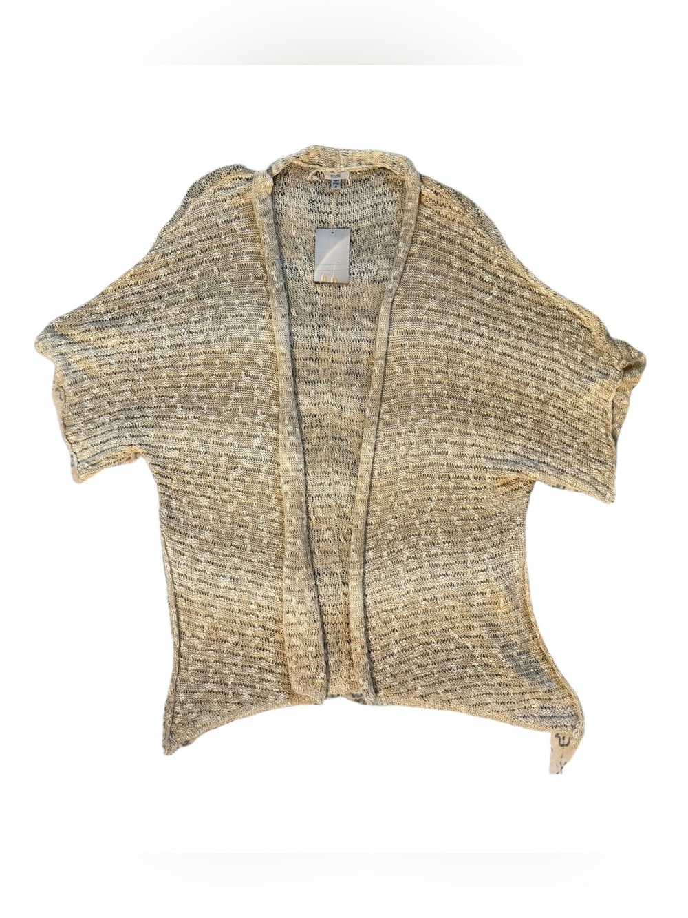 Ecote Open-Front Short Sleeve Knit Cardigan - Beige Heather